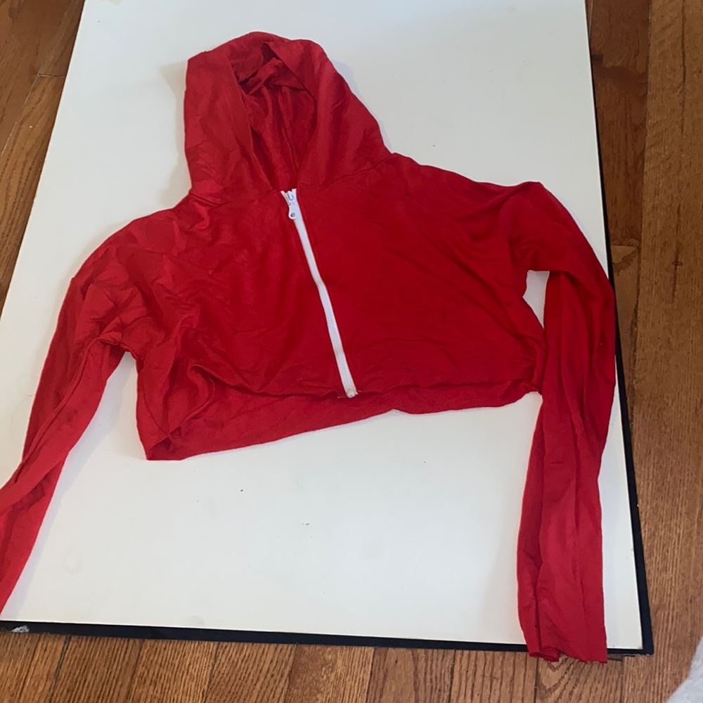 Red cropped hoodie